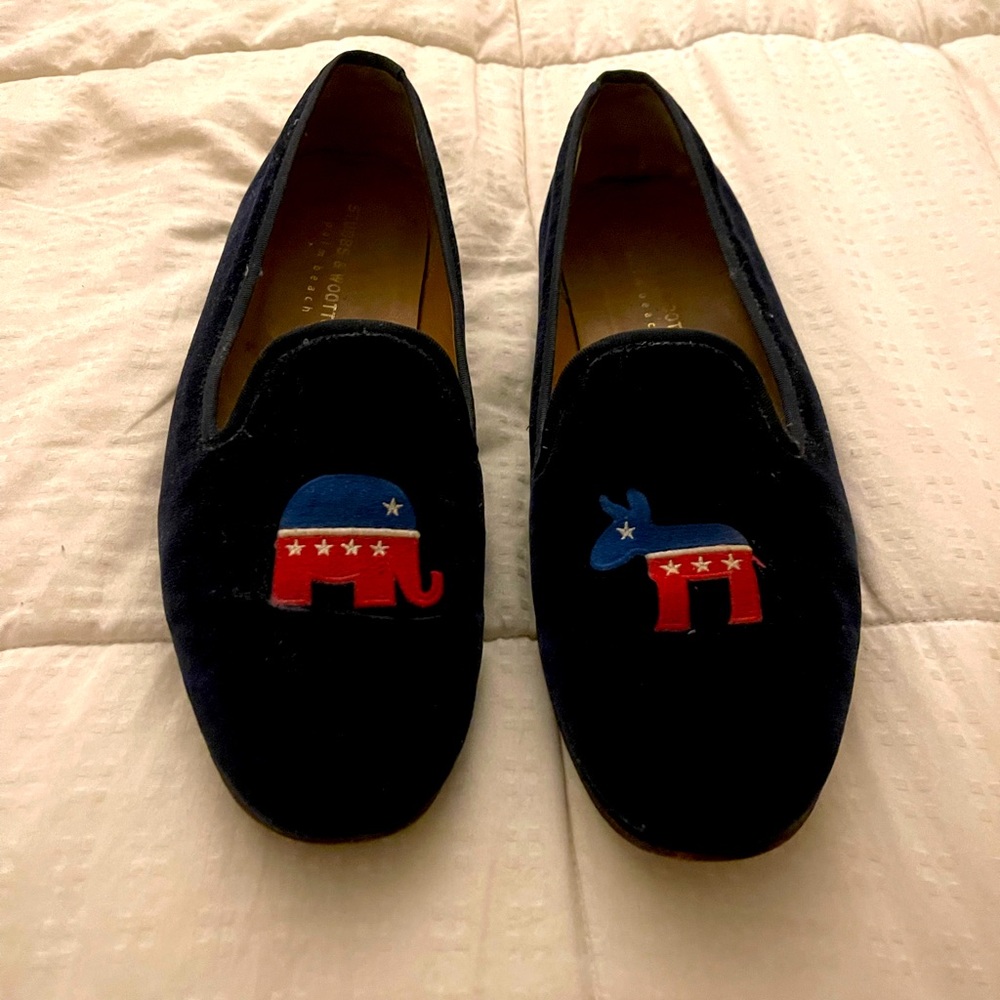 Stubbs and Wooten Palm Beach Navy Velvet Slippers/Loafers (Limited Edition)